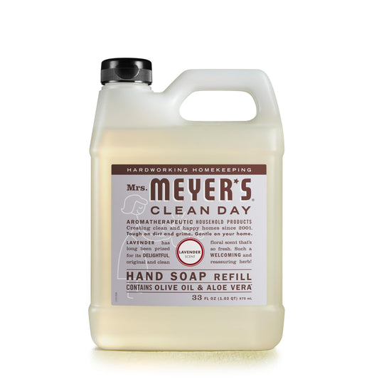 MRS. MEYER'S CLEAN DAY Liquid Hand Soap Refill, Cruelty Free and Biodegradable Formula, Lavender Scent, 33 Fl Oz (Pack of 1)