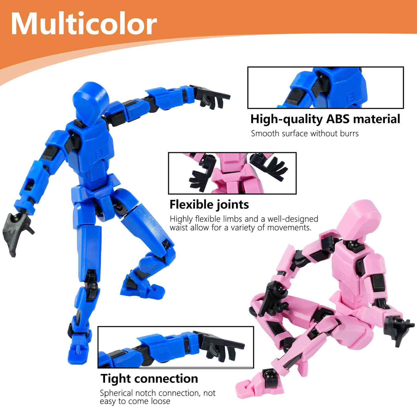 Rolling Art Action Figure Set, Model 13 Action Figure, Multi-Jointed Movable,Gift Box Packaging, Great for Loved Ones and Friends(Red)