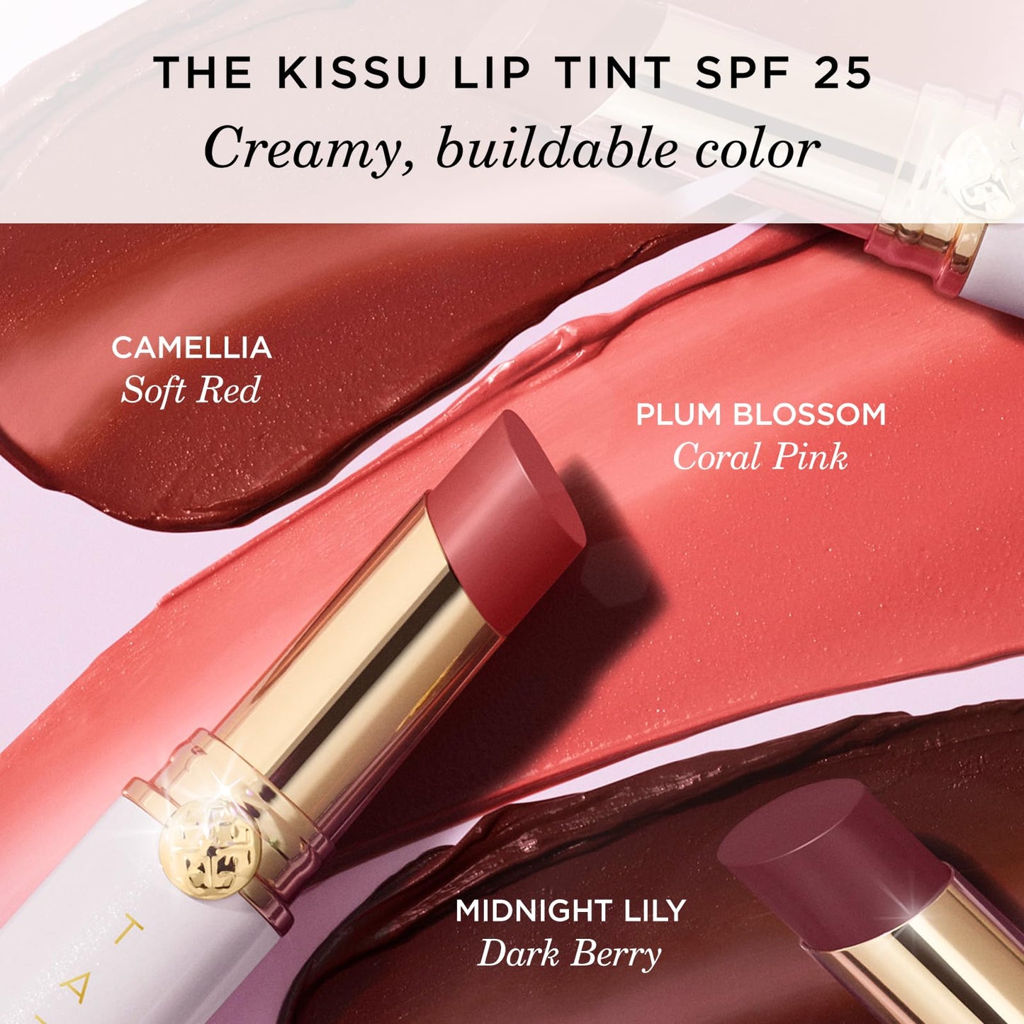 The Kissu Lip Tint SPF 25 - Camellia | Hydrating Tinted Lip Sunscreen. 0.14 oz