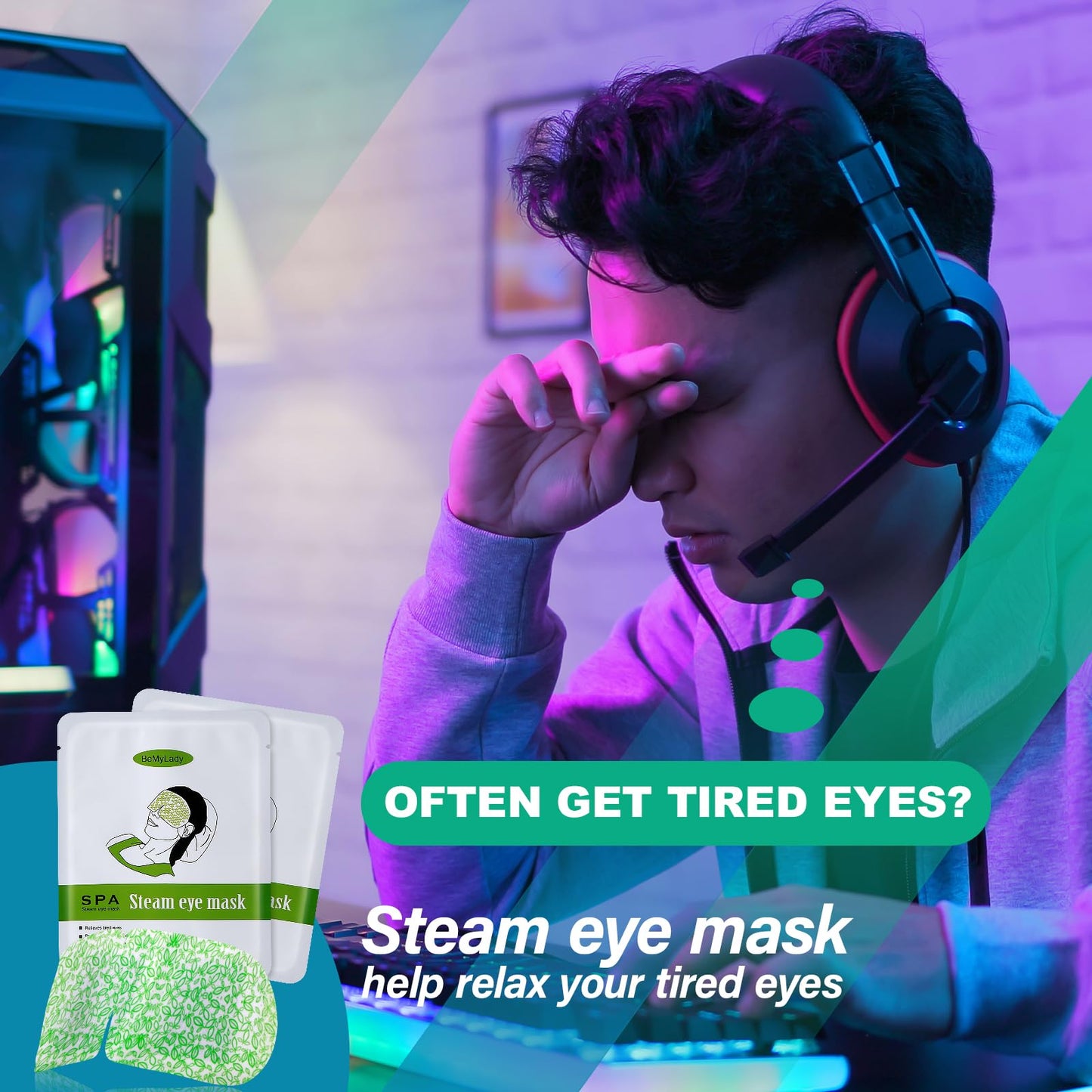 16-Pack Steam Eye Masks – Disposable Warm Eye Compress for Dry Eyes, Sleep & SPA, Moist Heat for Relaxation, Soothing Eye Fatigue