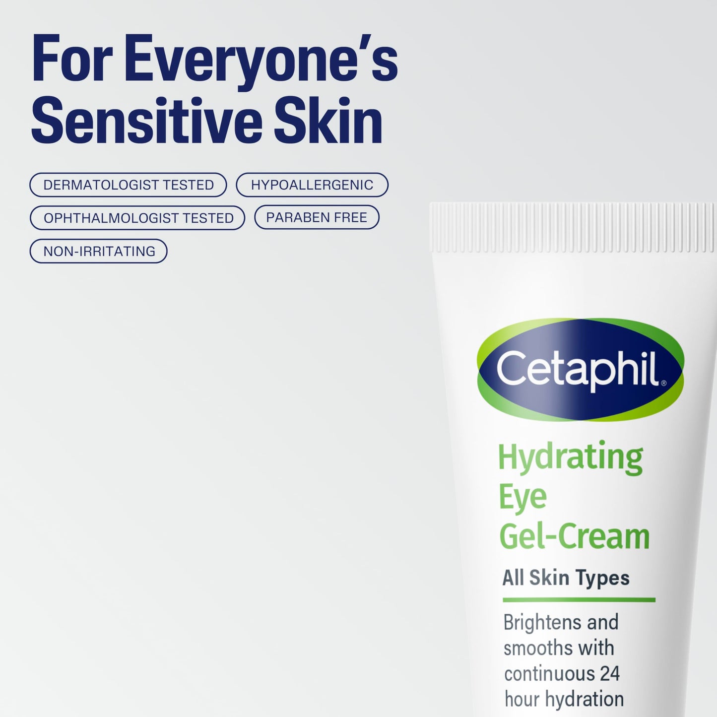 Cetaphil Hydrating Eye Gel-Cream with Hyaluronic Acid, 0.5 oz – Brightens, Smooths & Provides 24H Hydration for All Skin Types