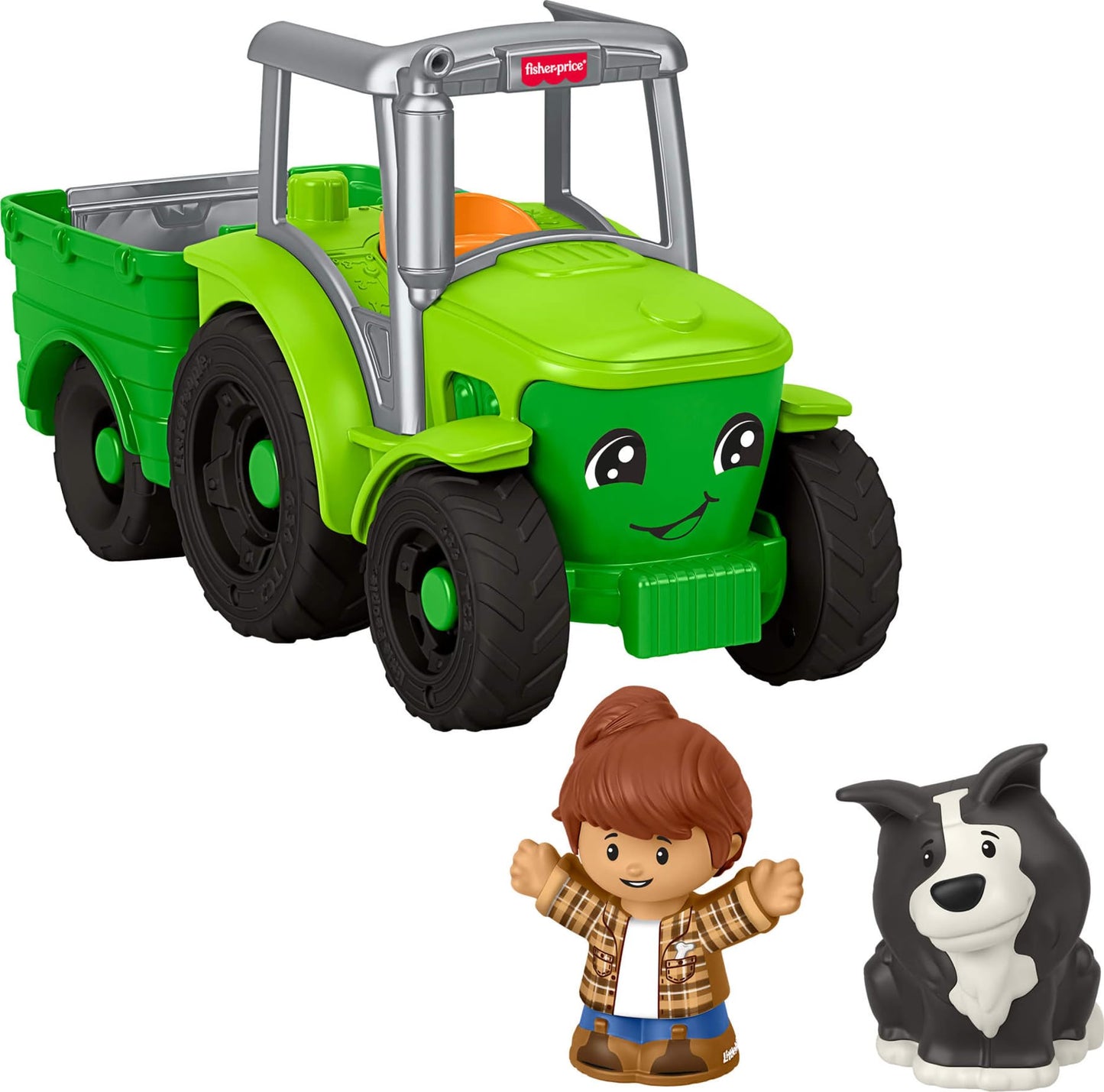 Fisher-Price Little People Toddler Toy Push & Play Tractor Push-Along Musical Farm Vehicle with 2 Figures for Pretend Play Kids Ages 1+ Years