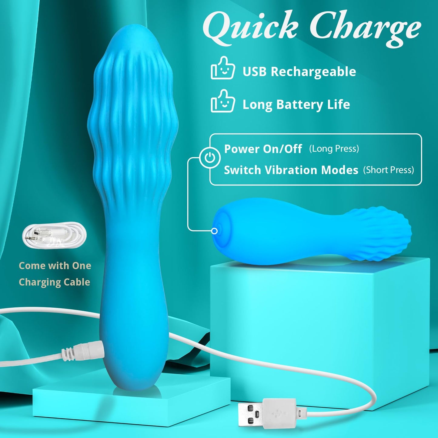 Micro Handheld Massage Device – Compact & Powerful Rechargeable Massager for Back, Leg, Hand Pain Relief – Portable for Travel & Sports Recovery (Blue)