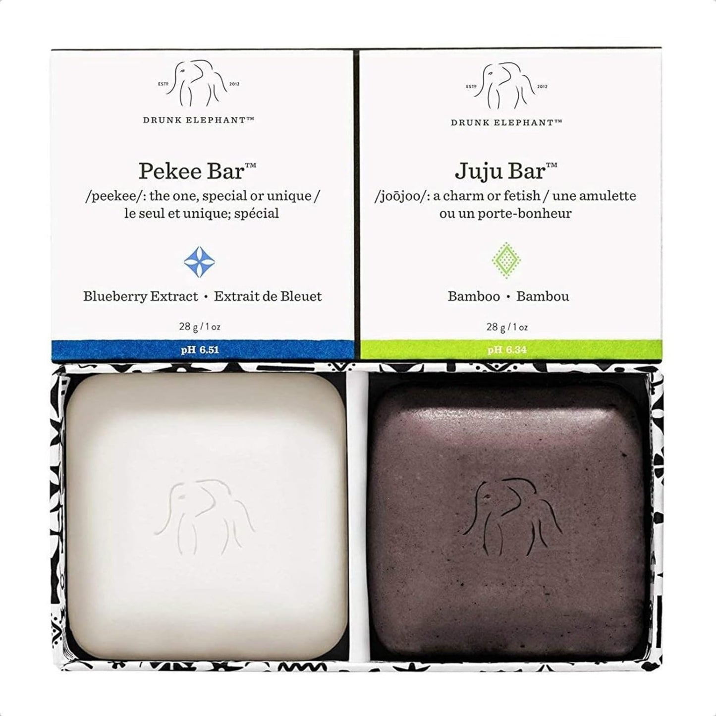 Drunk Elephant Juju & Pekee Baby Bar Duo, 28g Each – Clean Skincare, Cruelty-Free, Dermatologist-Tested, No Oils, Silicones, or Fragrance