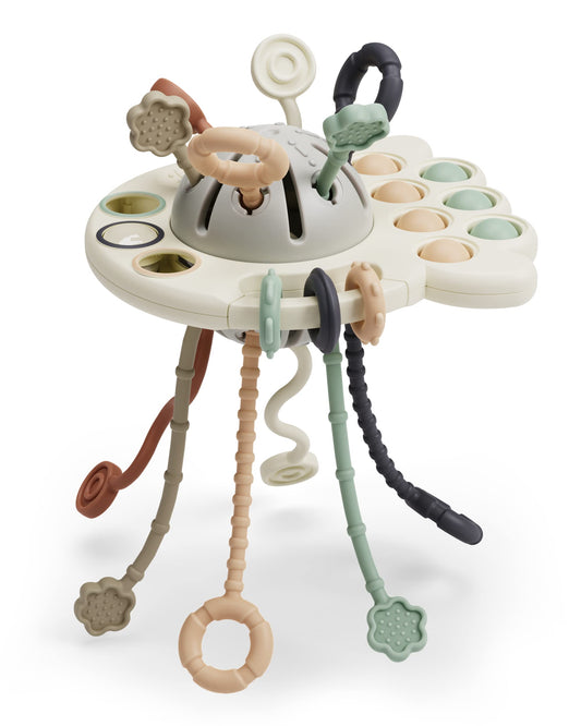 GOPO TOYS Baby Airplane Toy – Montessori Silicone Pull String Fidget for Toddlers 18M+ – Teething & Sensory Travel Toy for Car, Plane & Stroller