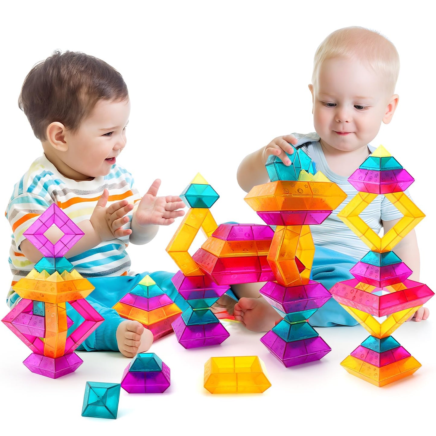 30-Pc Building Block Set for Kids Ages 3-6 – STEM Stacking Toys, Educational Preschool Learning, Light Table Fun for Toddlers