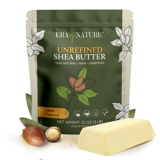 Era of Nature Organic Raw African Ivory Shea Butter 32oz – Moisturizing Skin & Hair, DIY Lip Balm, Cream, Soap & Lotion Making Kit