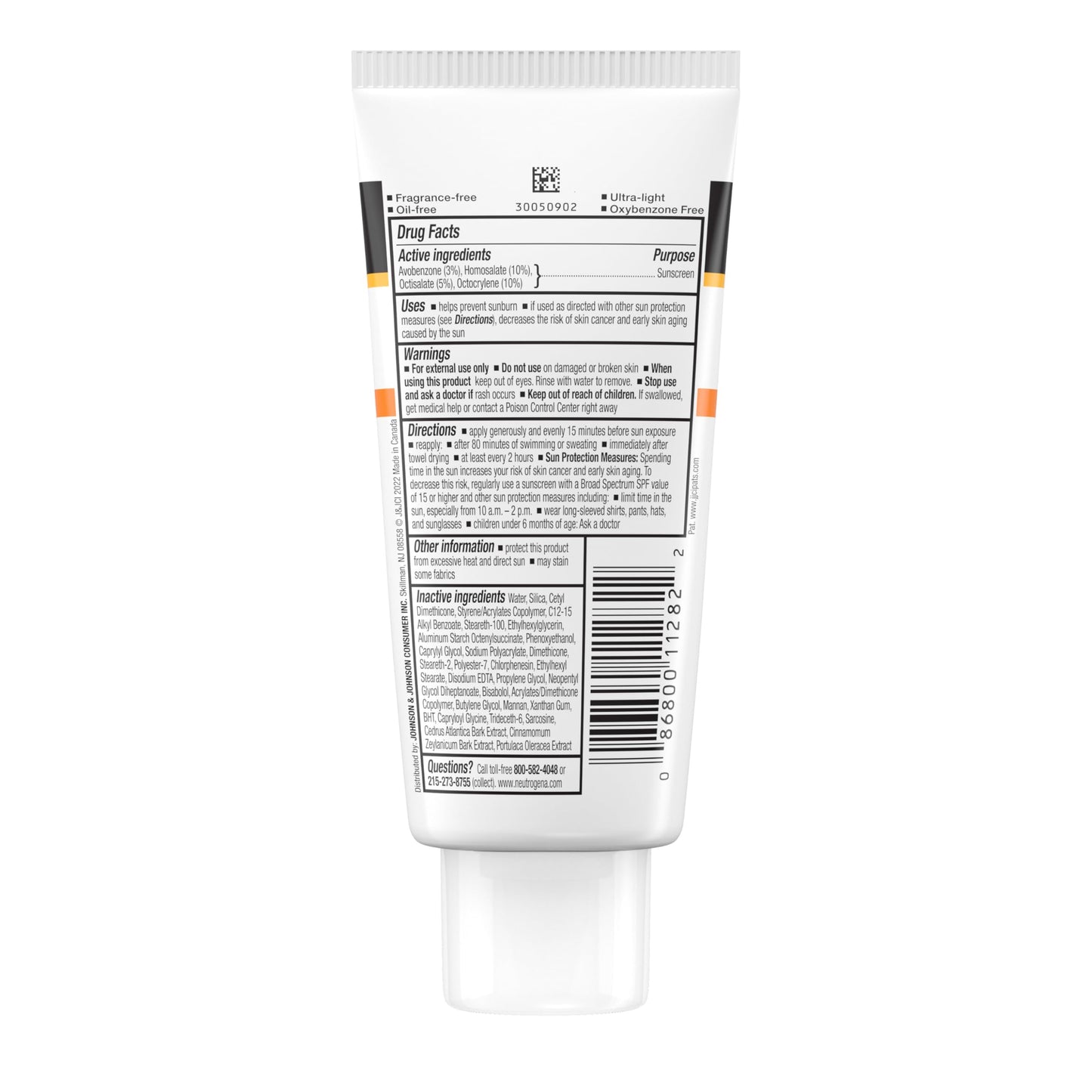 Neutrogena Clear Face Sunscreen SPF 50 for Acne-Prone & Oily Skin, Oil-Free, Fragrance-Free, Water-Resistant, 3 fl. oz