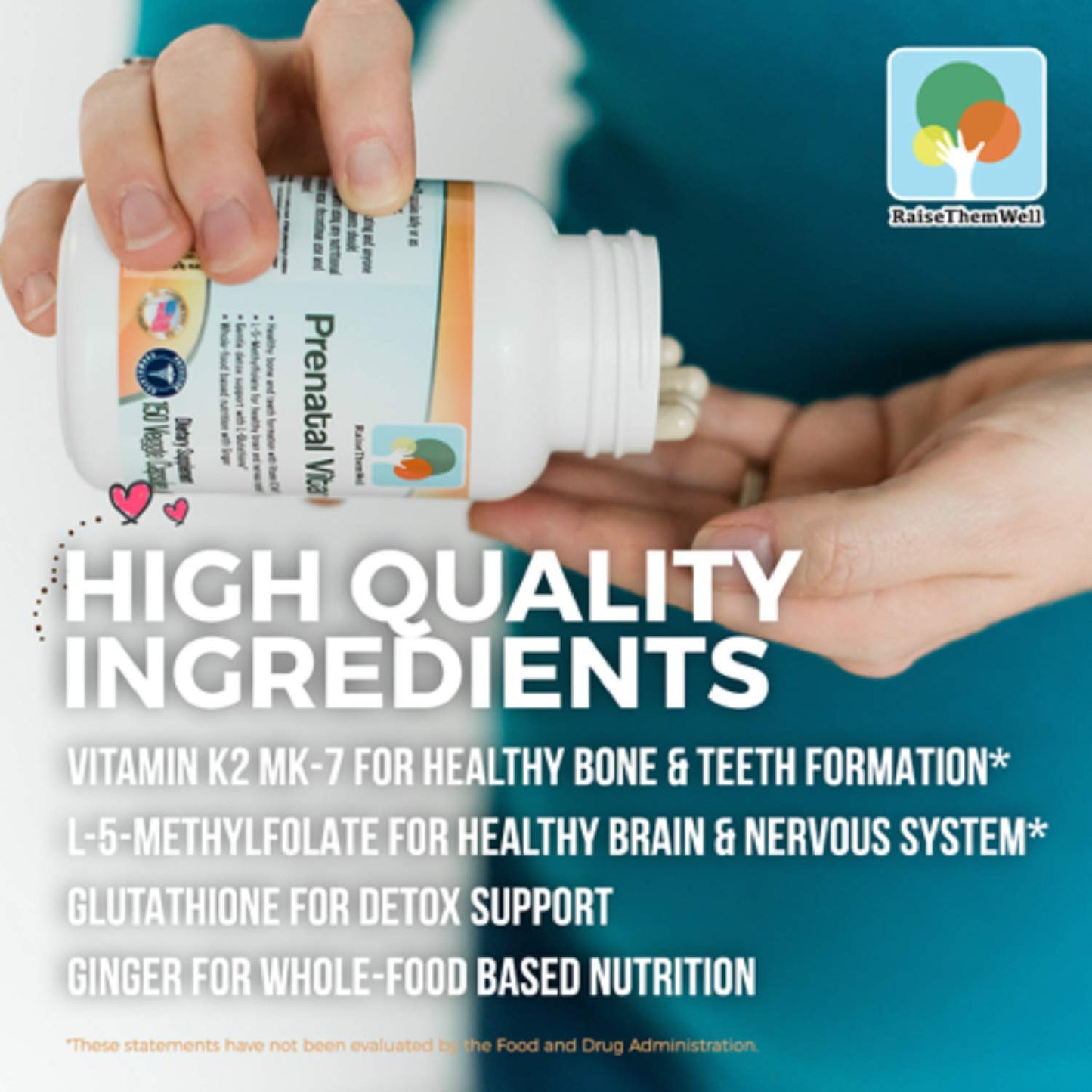 Raise Them Well Prenatal Multivitamin – Methylfolate, K2 MK-7, Glutathione & Iron – Physician Developed, Non-GMO, Supports Healthy Pregnancy, 150 Caps