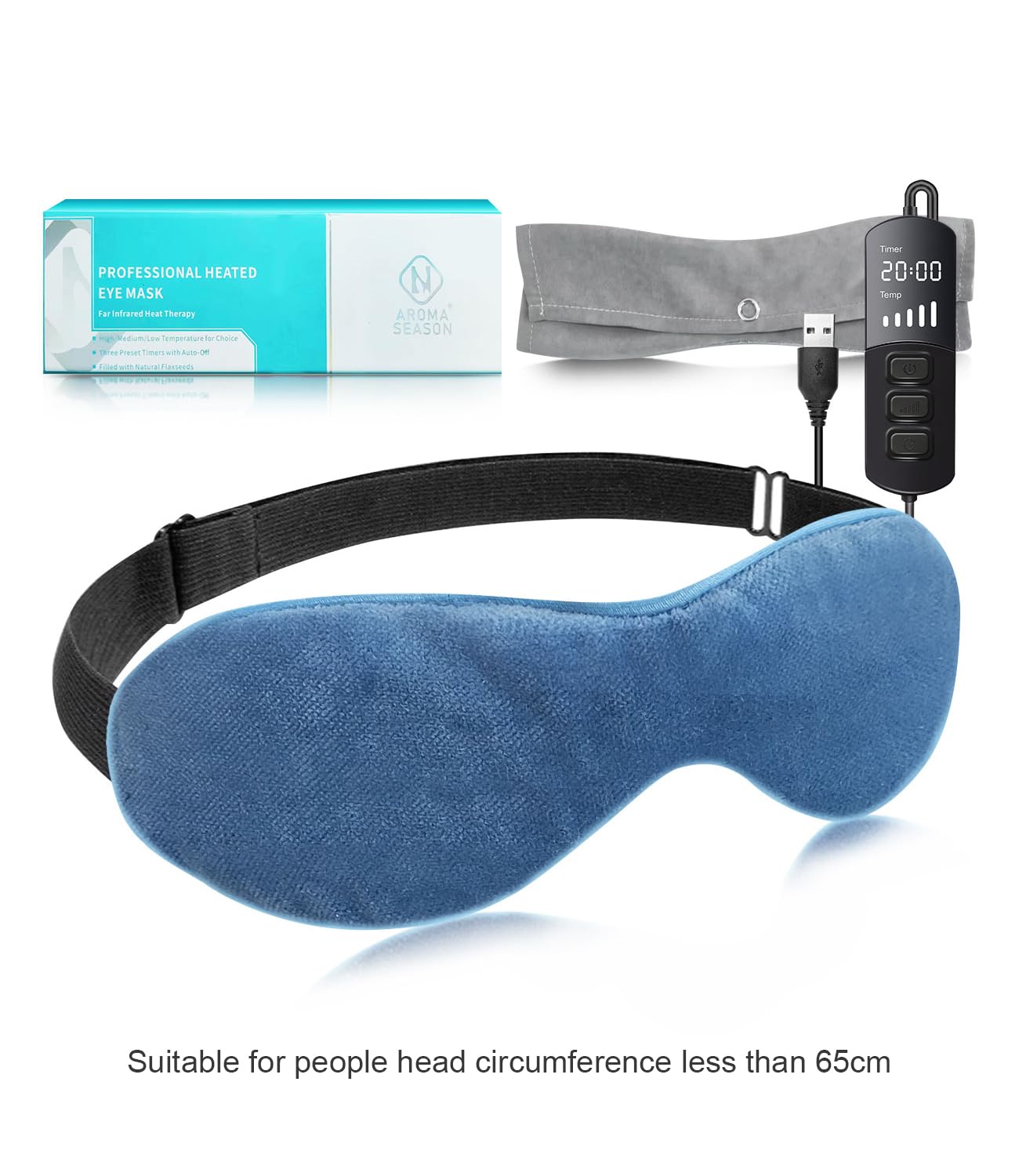 Aroma Season Heated Eye Mask for Dry Eyes – Warm Flaxseed Compress for MGD, Blepharitis, Stye, Chalazion, Steam Moist Relief (Blue)