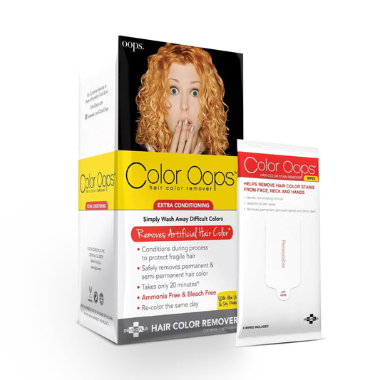 Color Oops Extra Conditioning Hair Color Remover and Remover Wipes Bundle, Gently and Safely Remove Permanent & Semi-Permanent Dye from Hair and Skin