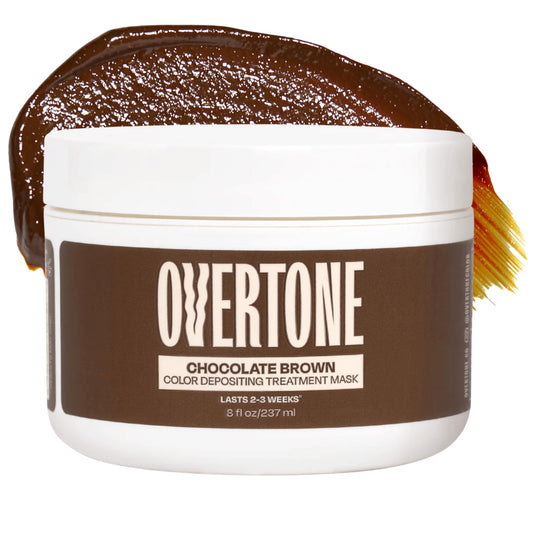 Overtone Semi-Permanent Hair Color Conditioner - Chocolate Brown, 8 oz | Nourishing Color Depositing Mask with Shea Butter & Coconut Oil, Vegan & Cruelty-Free