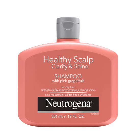 Neutrogena Healthy Scalp Clarifying Shampoo with Pink Grapefruit – Exfoliating, pH-Balanced, Color-Safe, Sulfate & Paraben-Free, 12 Fl Oz
