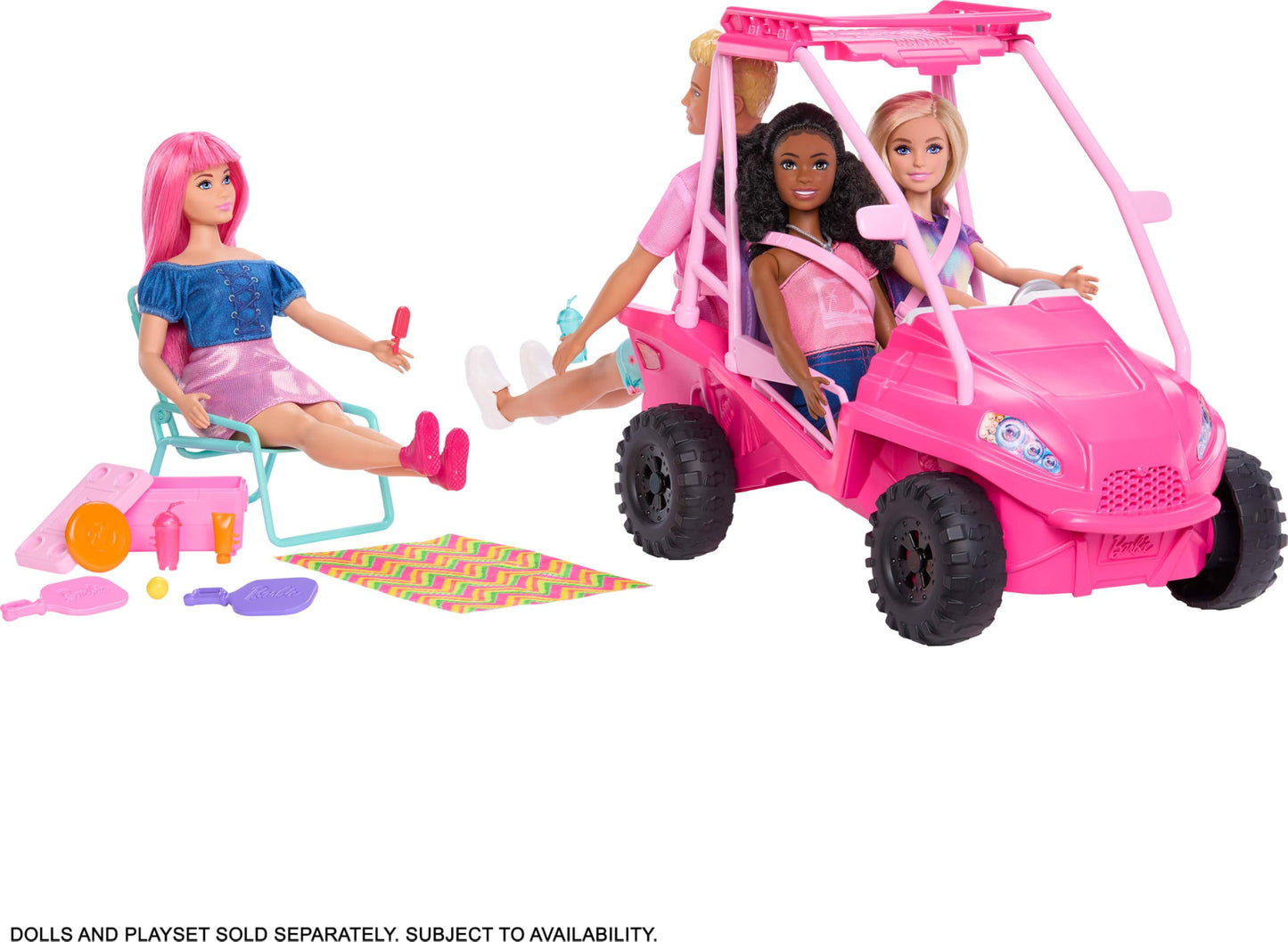 Barbie Mysteries: Beach Detectives Playset with Beach Buggy Toy Car & 10+ Accessories, Including Beach Chair & Towel