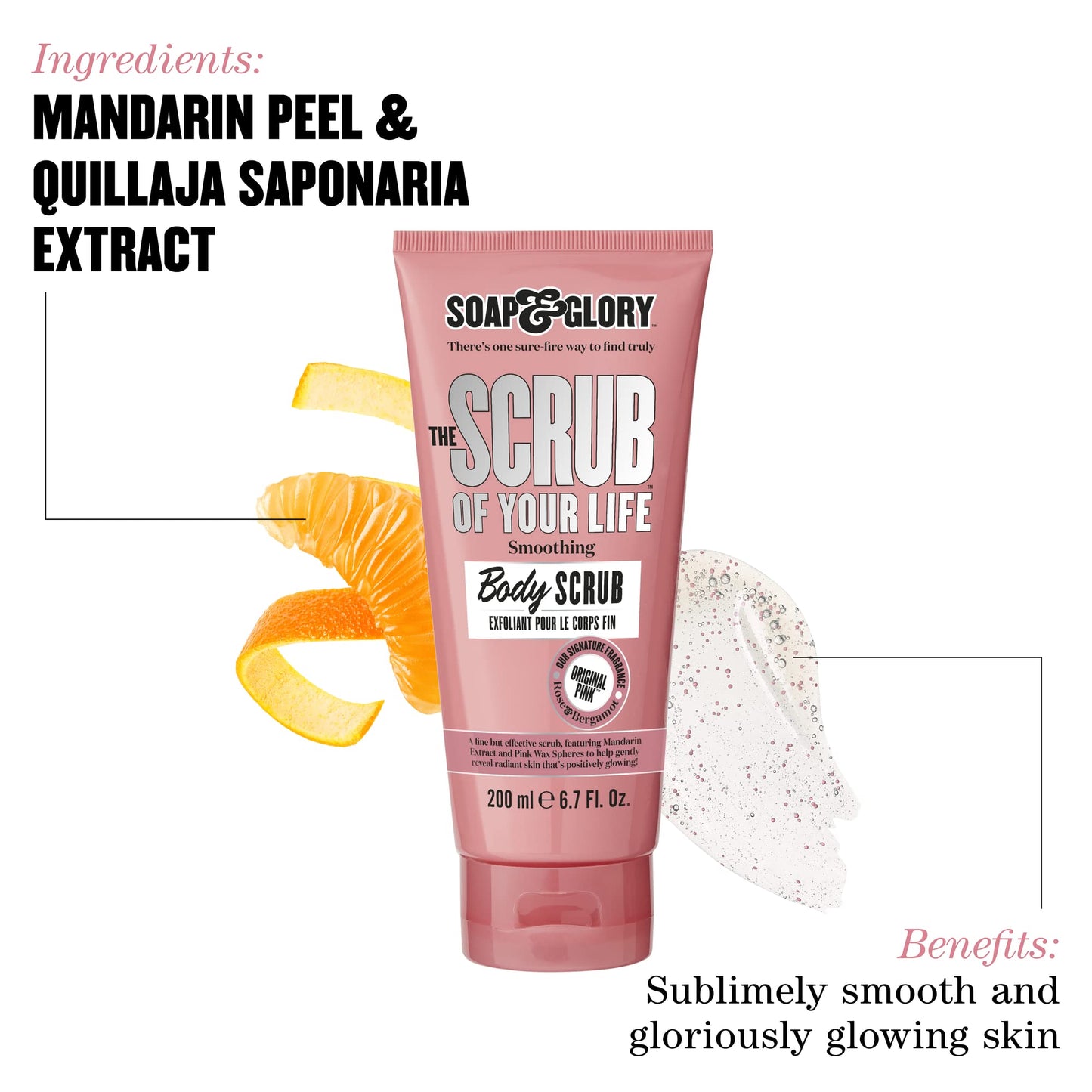 Soap & Glory The Scrub Of Your Life Body Scrub 200ml – Vegan Rose & Bergamot Exfoliating, Smoothing & Buffing with Shea Butter & Vitamin E