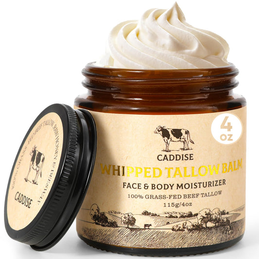 Whipped Grass-Fed Beef Tallow Cream – Handmade Natural Moisturizer with Honey, Shea & Jojoba Oil, Non-Greasy Nourishing Skin Care, 4oz
