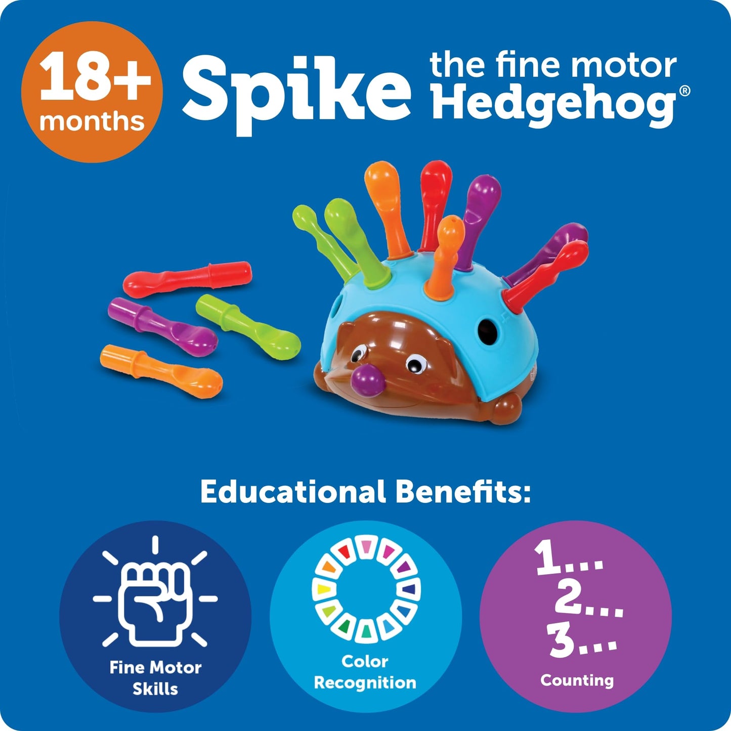 Learning Resources Spike The Hedgehog - Toddler Montessori Toy for Stacking, Sorting, Matching, Fine Motor Skills & Educational Fun