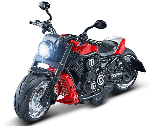Gilumza Pull Back Motorcycles Toy, Moto Gift with Music Lighting, Wolverine Motorcycle Toys for Boys Kids Age 3-12 Year Old (Red)