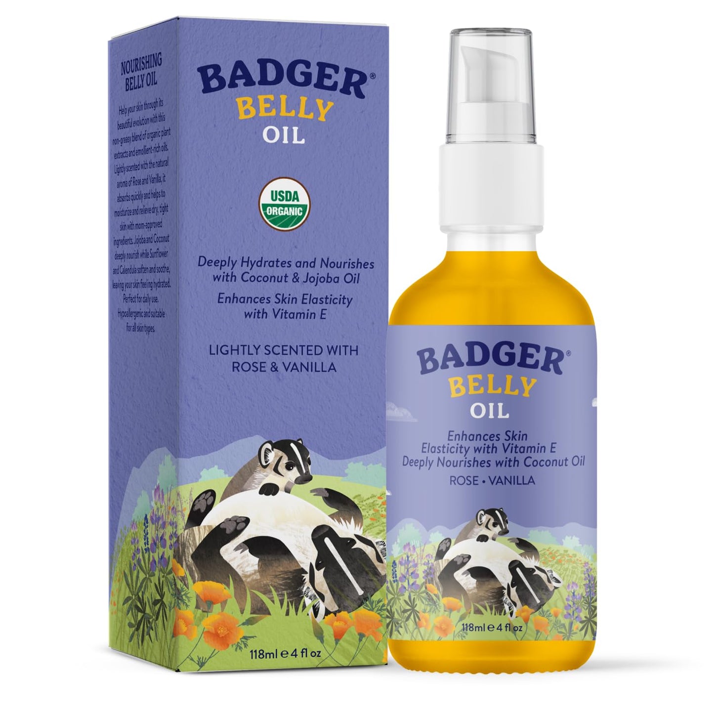 Badger Organic Pregnant Belly Oil - Jojoba & Coconut - 4 oz.
