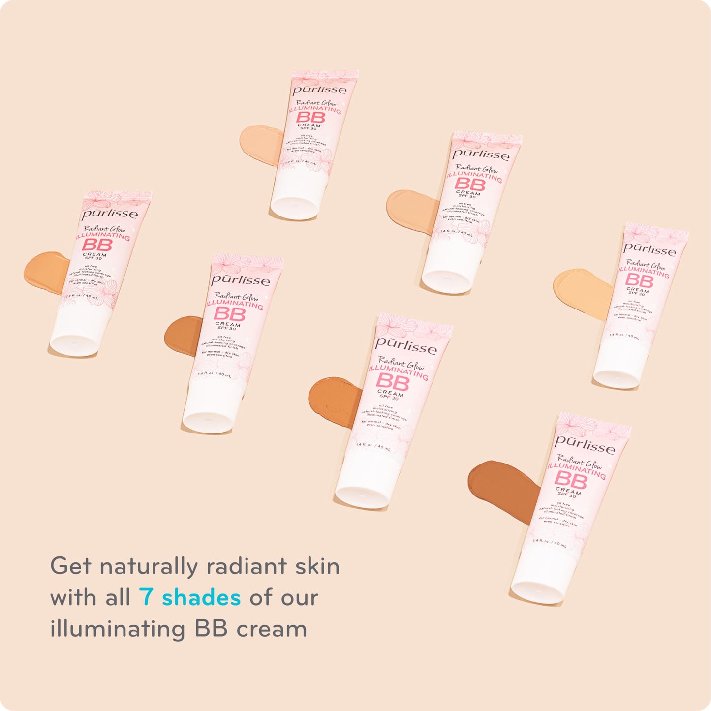 pūrlisse Radiant Glow BB Cream SPF 30 – Dewy Illuminating Cream with Goji & Hawthorn Berry, Enhances Skin Texture & Radiance, Light/Medium 1.4 oz