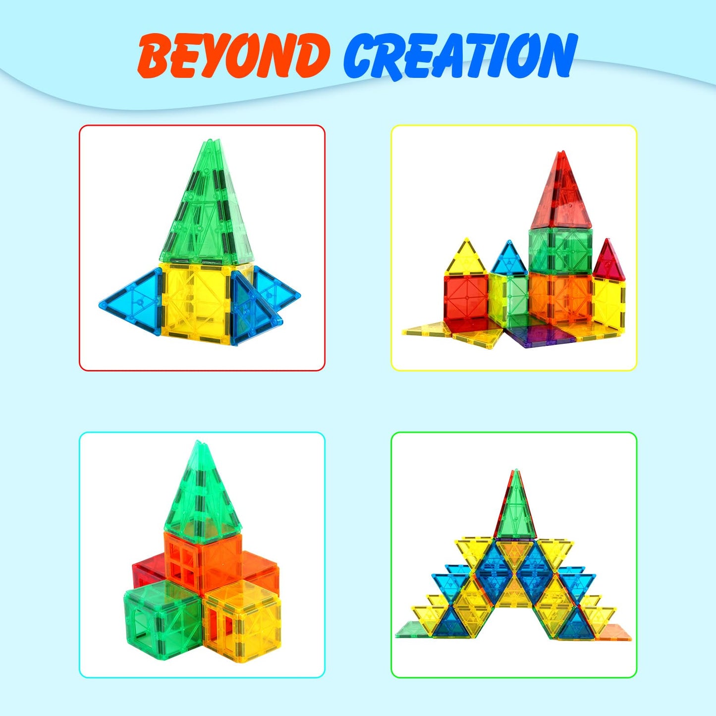 Gemmicc Magnetic Tiles, Deluxe 136 PCS Building Blocks Magnet Toys for Kids,3D Magnet Puzzles Stacking Blocks for Boys Girls,Huge Set with 2 Cars