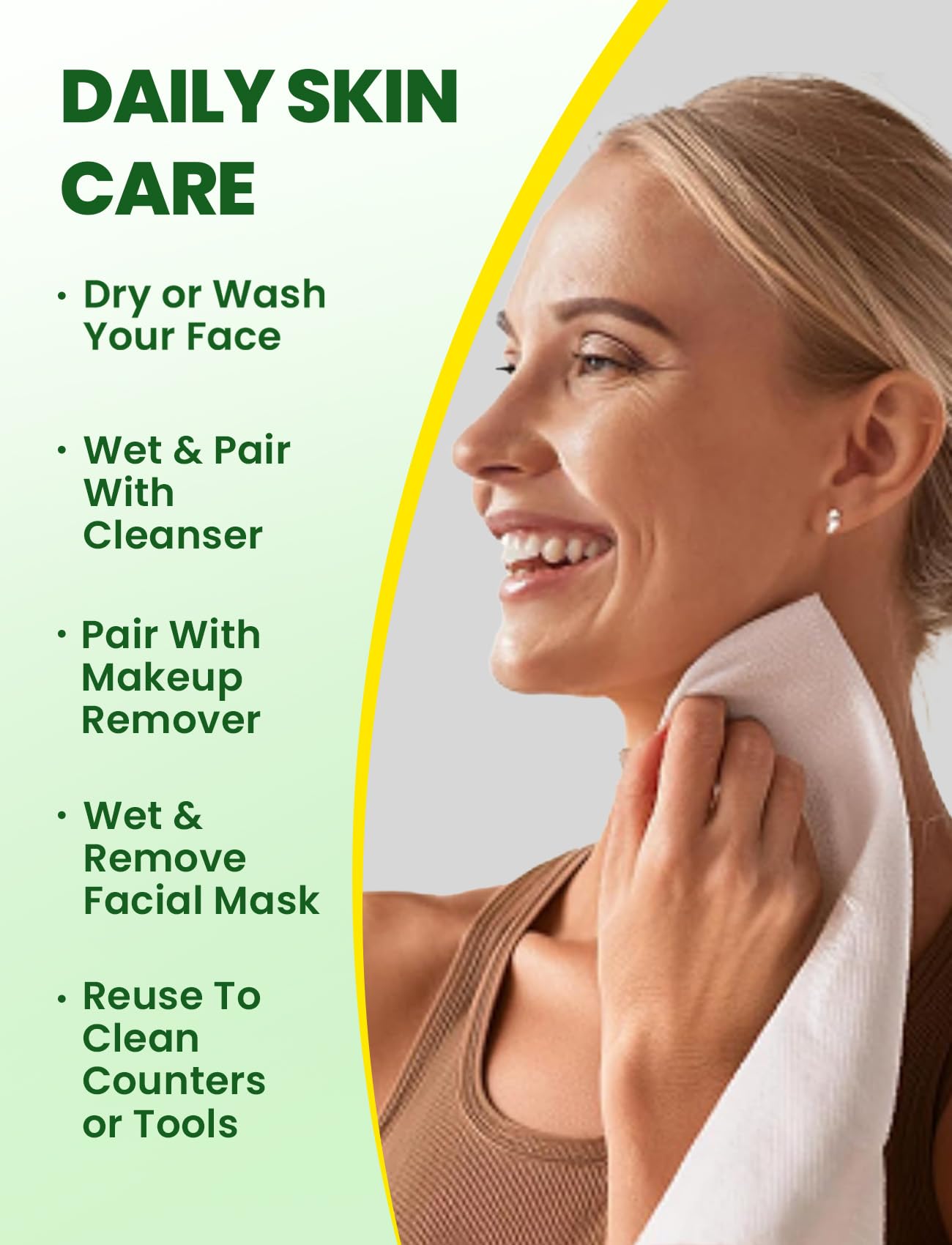 Elvira 100ct Biodegradable Disposable Face Towels – Ultra Soft, Thick, Lint-Free Cleansing Wipes for Sensitive Skin & Makeup Removal