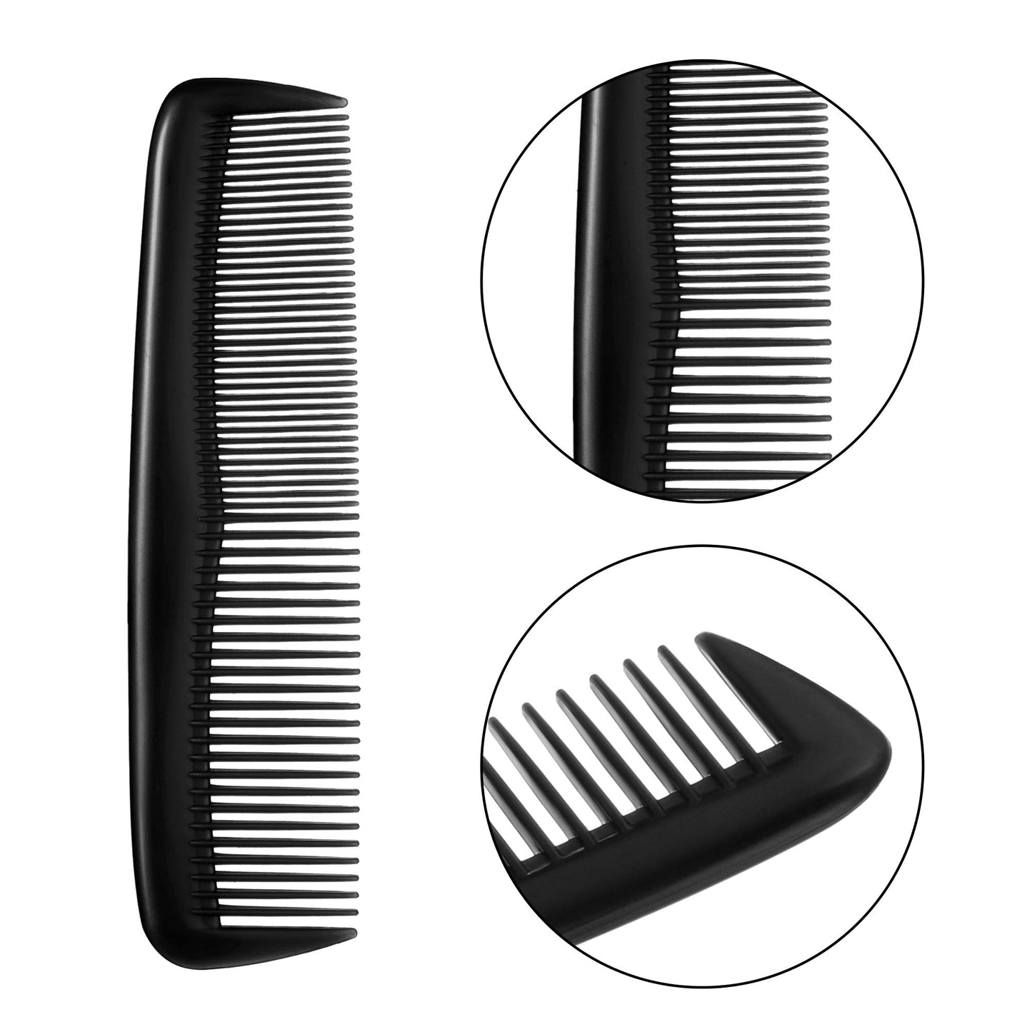 Leinuosen 12 Pieces Hair Combs Set Pocket Plastic Fine Tooth Dressing Comb for Women and Men, Peines Para Cabello(Black)