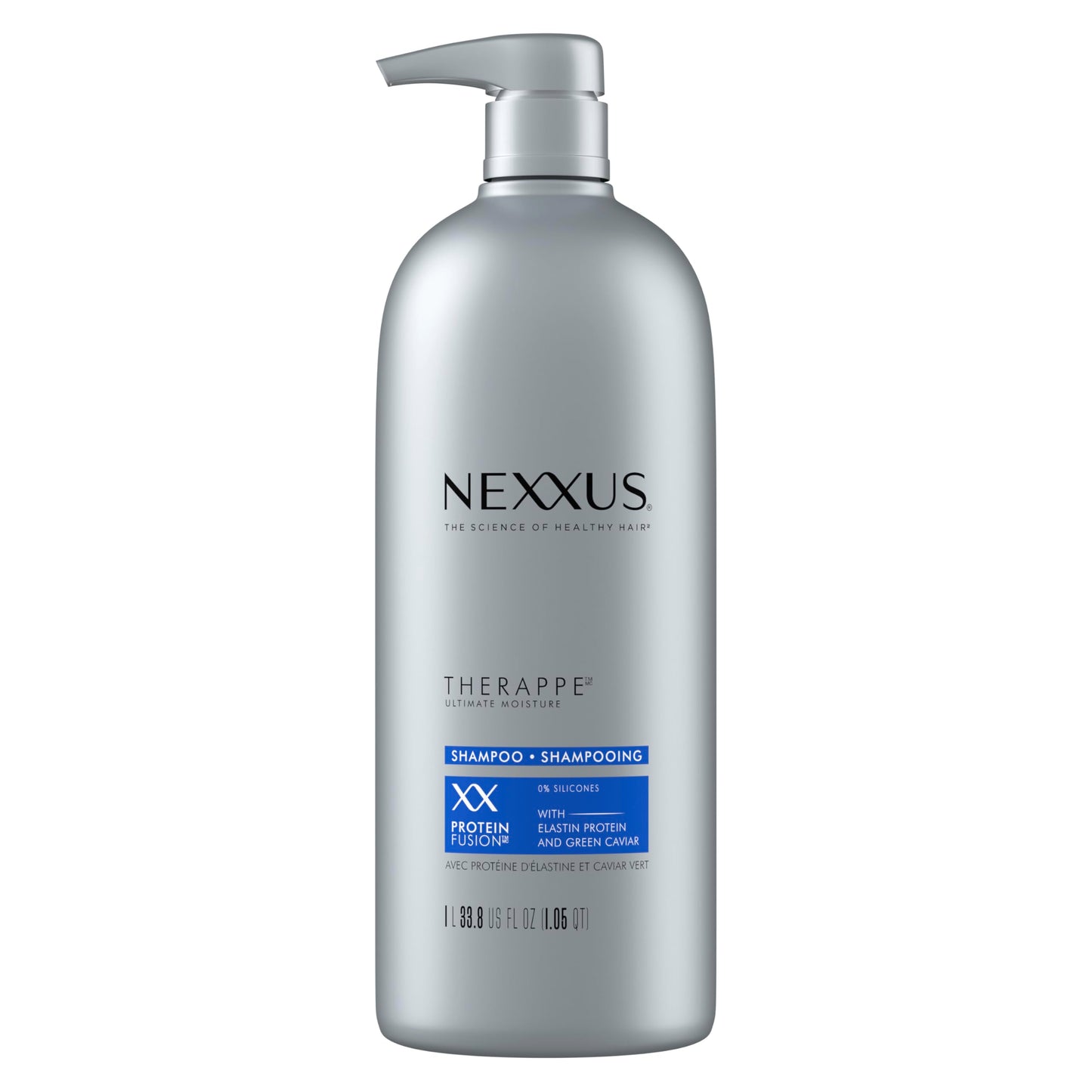 Nexxus Therappe Ultimate Moisture Shampoo for Dry Hair 33.8 oz | Silicone-Free Hydrating Formula with ProteinFusion, Elastin & Green Caviar