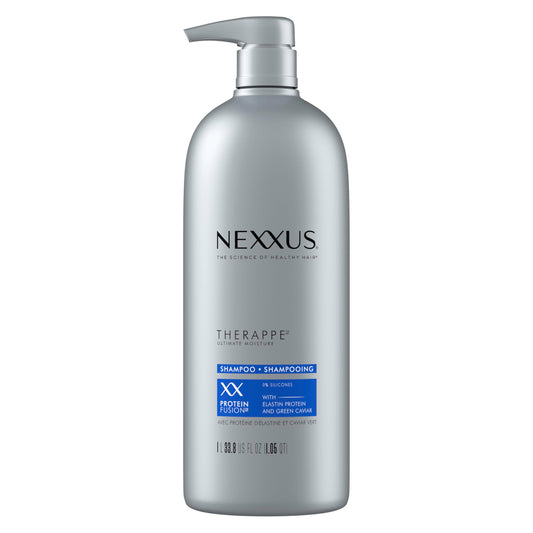Nexxus Therappe Ultimate Moisture Shampoo for Dry Hair 33.8 oz | Silicone-Free Hydrating Formula with ProteinFusion, Elastin & Green Caviar