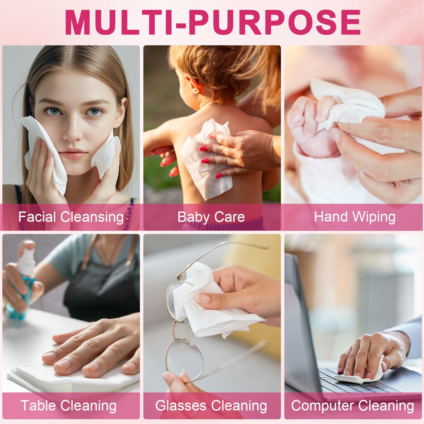 FACEMADE 60-Count XXL 12"x12" Disposable Face Towels – 100% USDA Biobased, Super Soft & Thick Towelettes for Makeup & Clean Skin