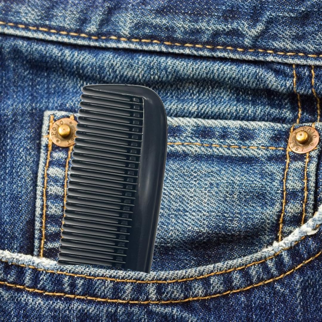 GENTS 5-Pack Pocket Combs for Men – Black Unbreakable Round Teeth Beard, Mustache & Hair Combs | Fine & Coarse Teeth, Travel-Friendly Grooming Set