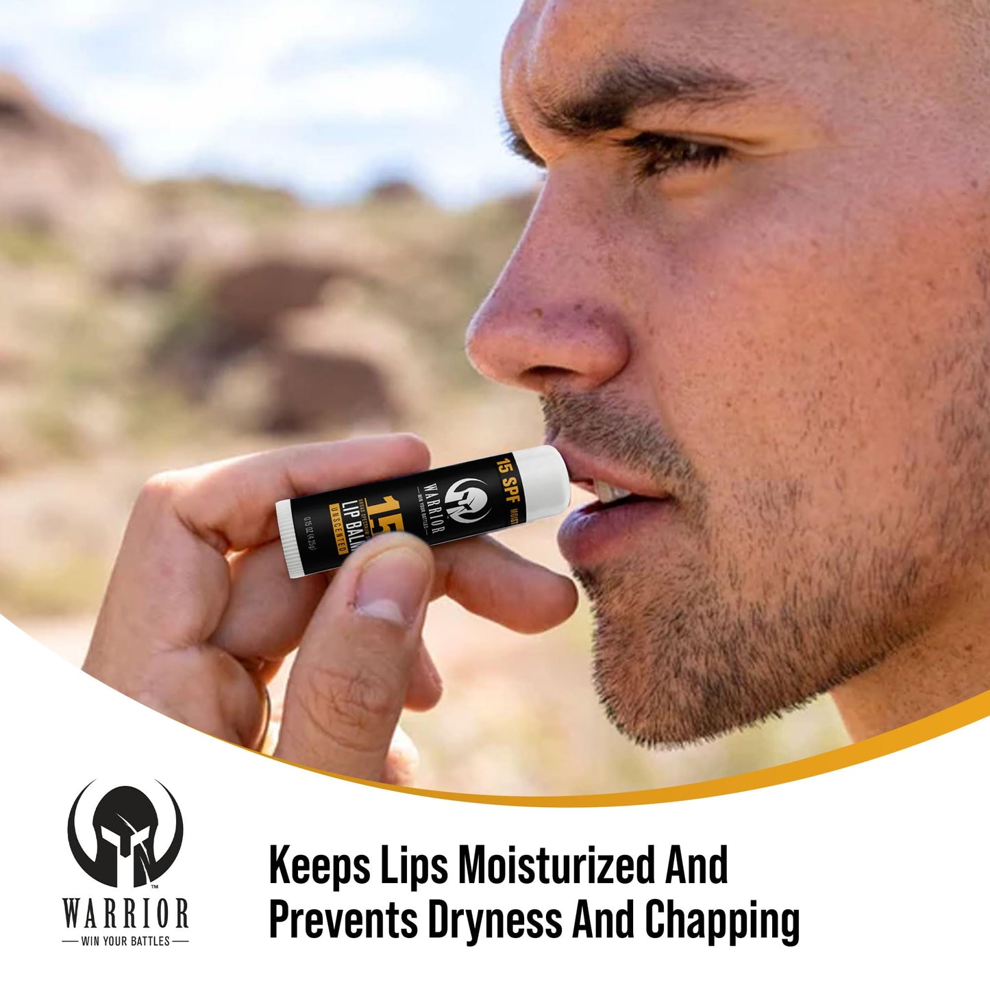 Warrior SPF 15 Unscented Lip Balm – Purified Beeswax Chapstick, UV & Weather Protection, Military-Grade Lip Sunscreen 0.15 oz