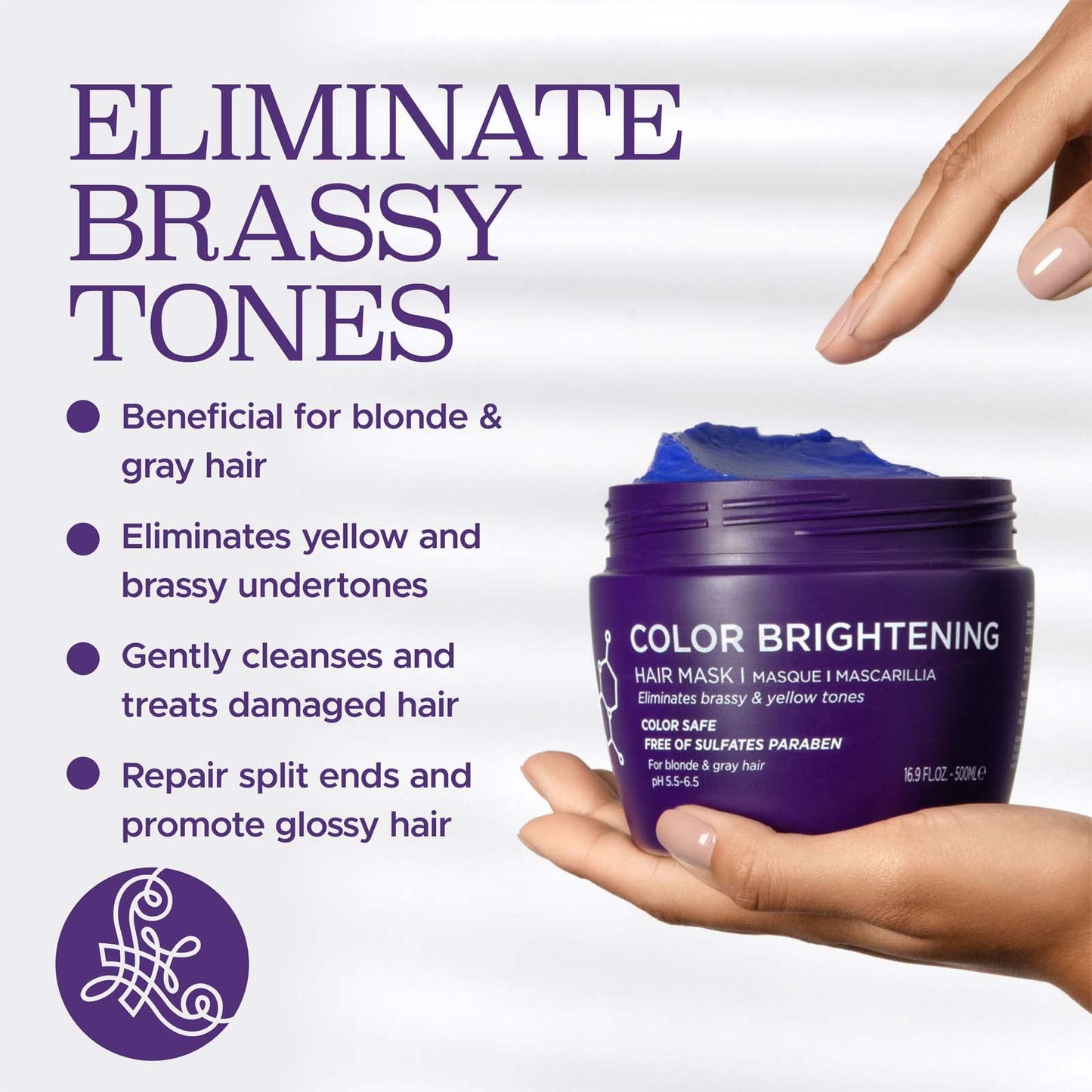 Luseta Purple Hair Mask 16.9 Oz | Deep Conditioner for Blonde & Gray Hair | Neutralizes Yellow & Brassy Tones | Sulfate & Paraben Free