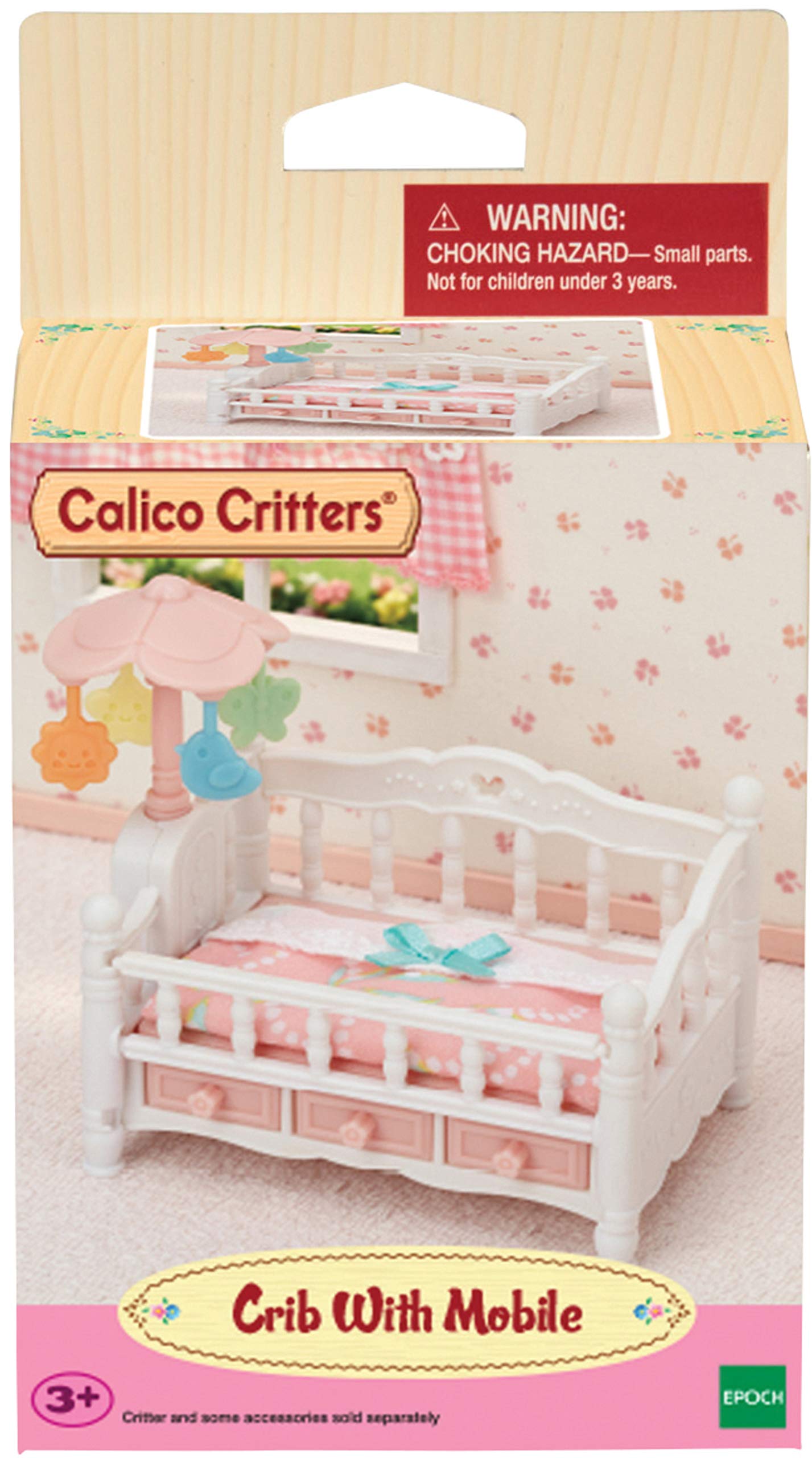 Calico Critters Crib with Mobile - Interactive Dollhouse Furniture Set with Working Features