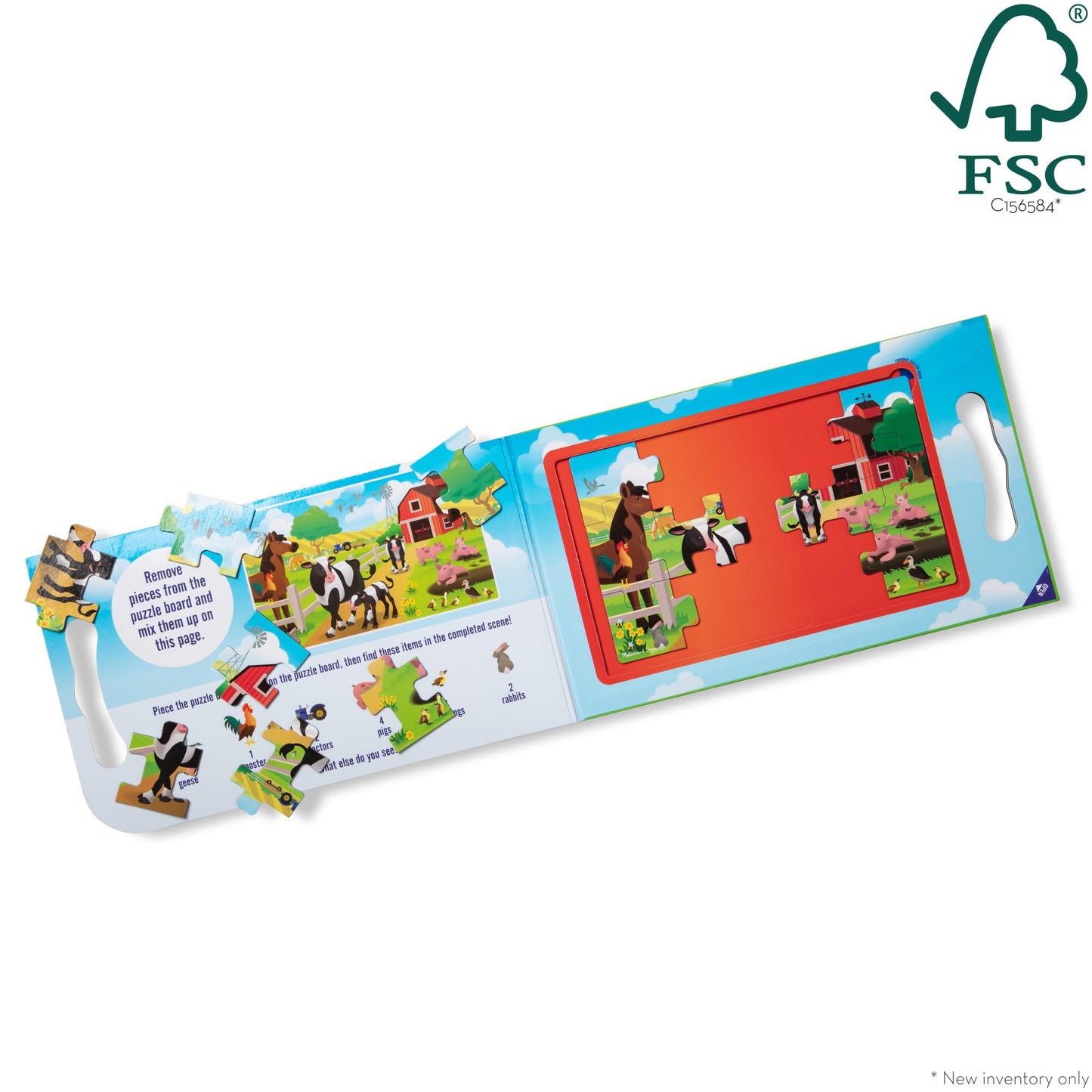 Melissa & Doug Take-Along Magnetic Jigsaw Puzzle Set – On the Farm, 2 x 15 Pieces, Travel Activity Toy for Kids Ages 3+, FSC Certified