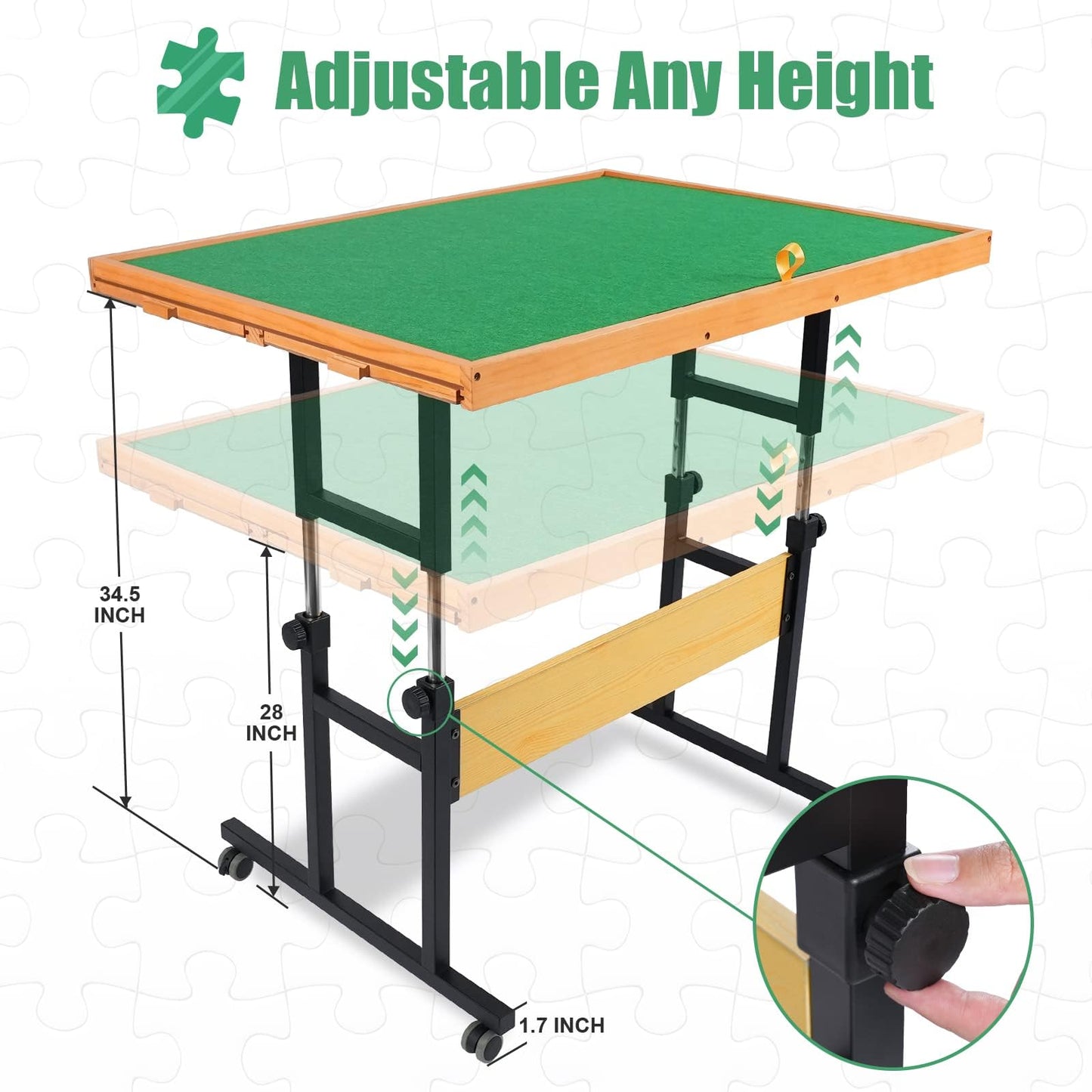 ALL4JIG 1500-Piece Jigsaw Puzzle Table – 25"x34" Adjustable Wooden Table with 3 Tilt Angles, 4 Drawers & Cover, Portable Puzzle Board Gift