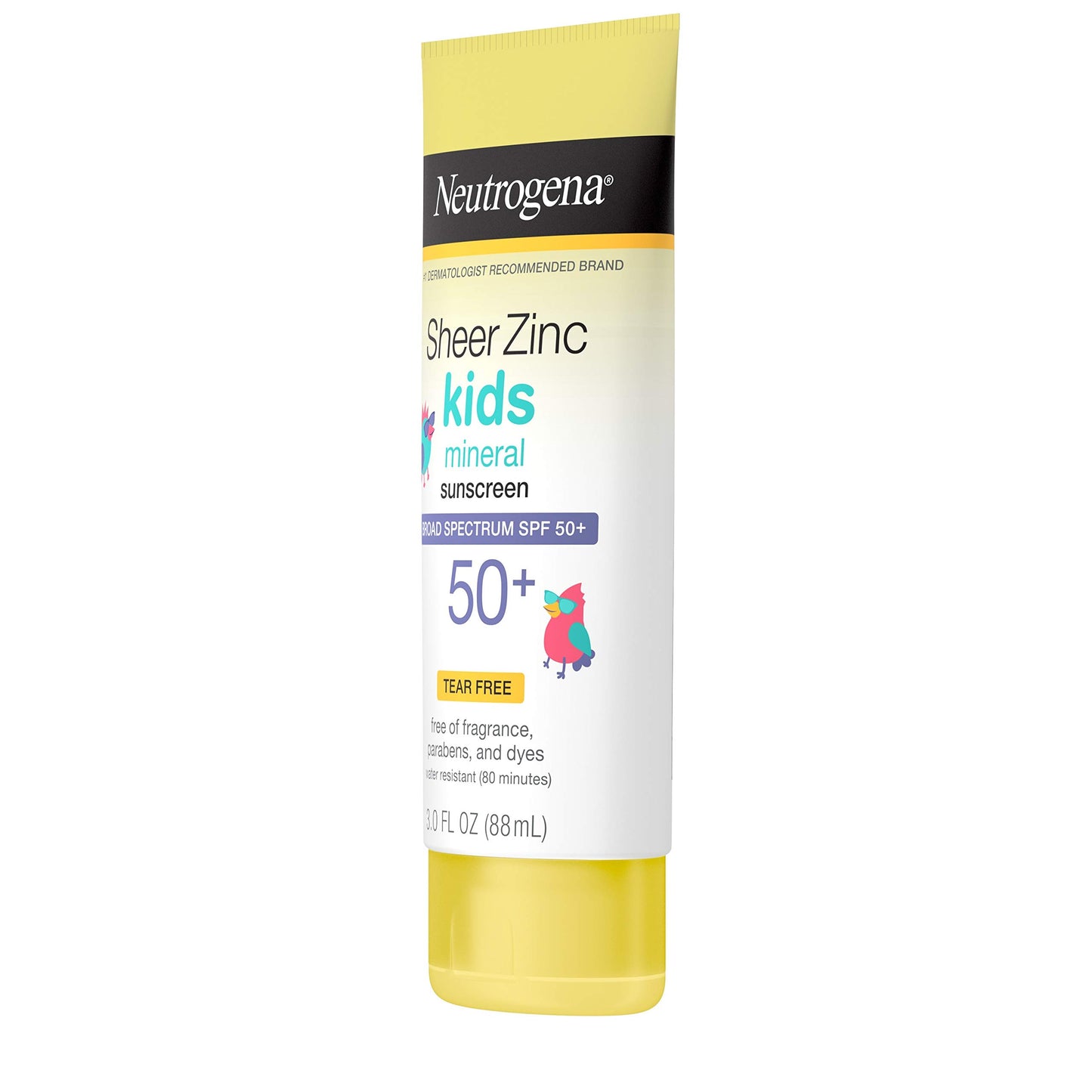 Neutrogena Sheer Zinc Kids Mineral Sunscreen Lotion SPF 50+ | Broad Spectrum UVA/UVB Protection | Water Resistant, Paraben & Fragrance Free, 3 fl oz