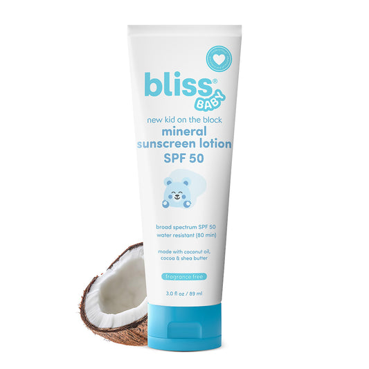 Bliss Baby Sunscreen SPF 50 – Mineral Lotion with Zinc Oxide, Hypoallergenic, Vegan, Non-Toxic, Water-Resistant for Sensitive Skin