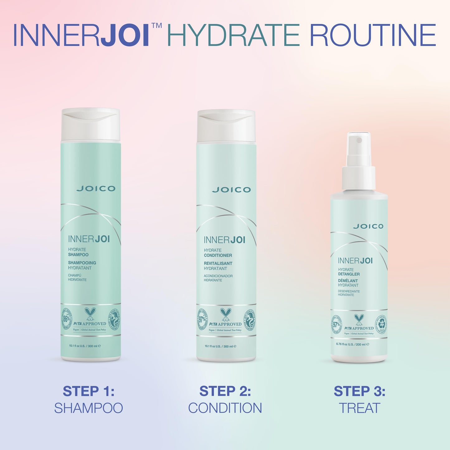 Joico InnerJoi Hydrate Detangler | For Dry Tangled Hair | Sulfate & Paraben Free | Naturally-Derived Vegan Formula | 6.7 oz