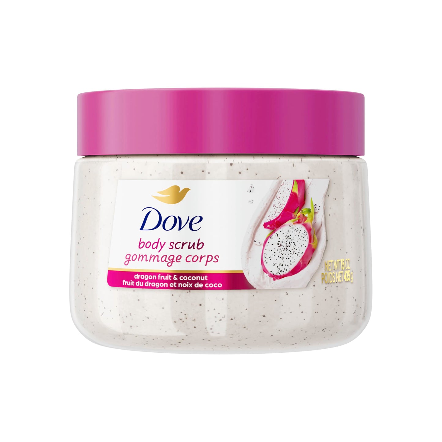 Dove Body Scrub Dragon Fruit & Coconut Cream Body Scrub Exfoliates and Deeply Nourishes for Smooth, Radiant Skin 15 oz