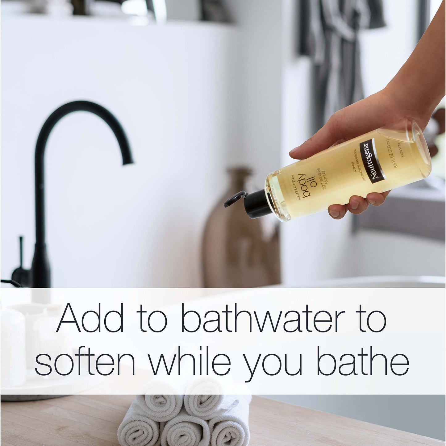 Neutrogena Body Oil 8.5 fl oz – Fragrance-Free Light Sesame Formula, Non-Greasy Moisturizing Body Oil for Silky, Soft & Hydrated Skin