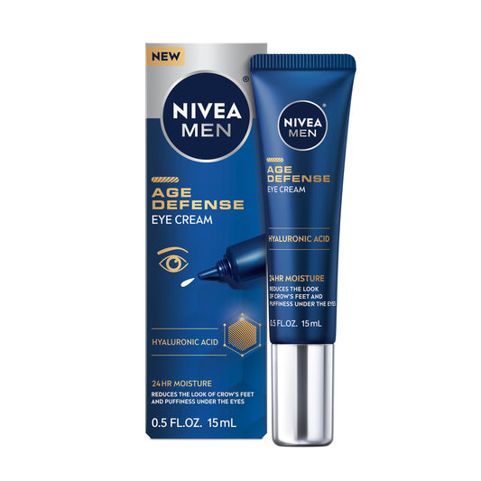 NIVEA MEN Age Defense Eye Cream with Hyaluronic Acid – 24H Hydrating Under-Eye Cream for Men, Reduces Crow’s Feet, Fine Lines & Dark Circles, 0.5oz