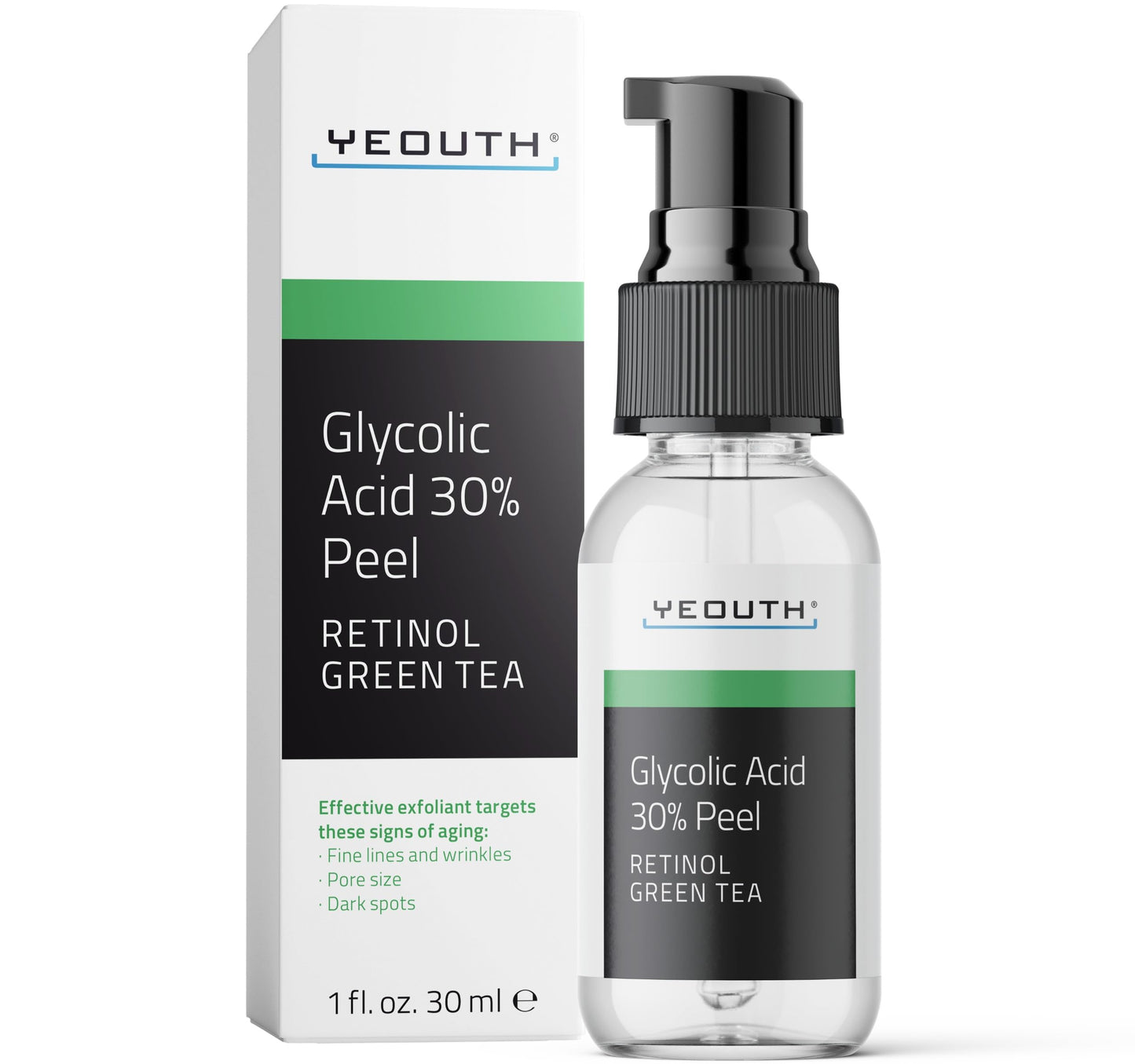 YEOUTH 30% Glycolic Acid Face Peel with Retinol – At-Home AHA Exfoliator for Smoother, Refreshed Skin, 1oz