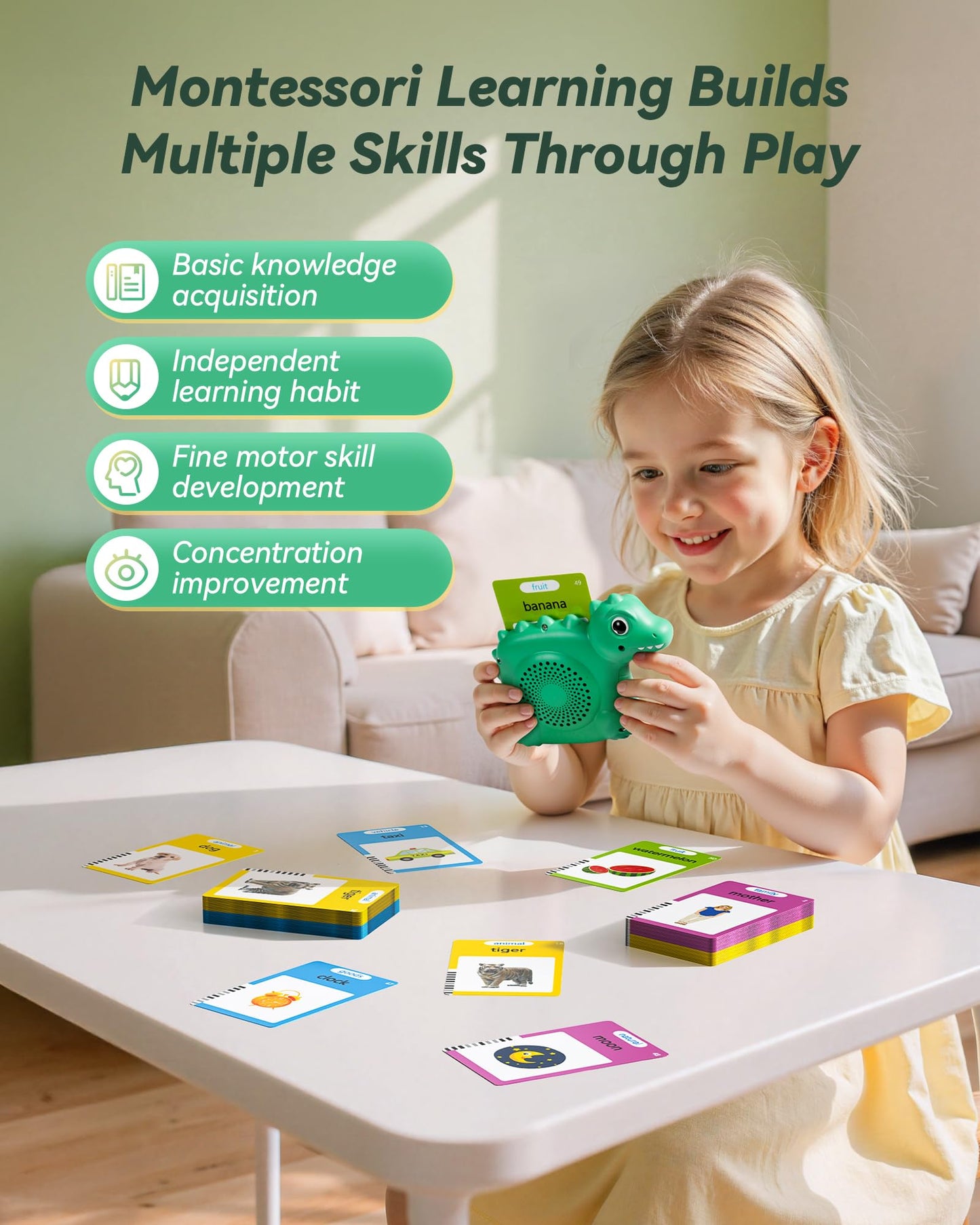 Talking Flash Cards for Toddlers 1-3 – Montessori Language & Speech Toys, 224 Words, Autism Therapy & Sensory Learning Gift