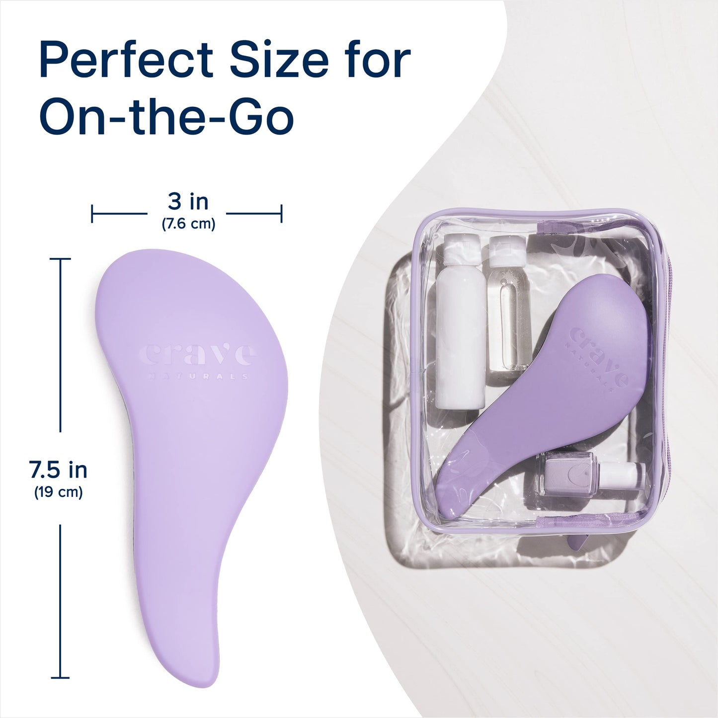 Crave Naturals Glide Thru Detangling Brush – Gentle Hair Brush for Wet or Dry Hair, Curly or Straight – For Women, Kids & Toddlers, Purple, 7.5x3"