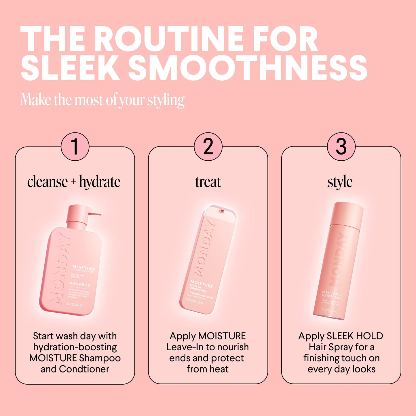 MONDAY HAIRCARE SLEEK HOLD Hairspray for long-lasting finish 329 mL