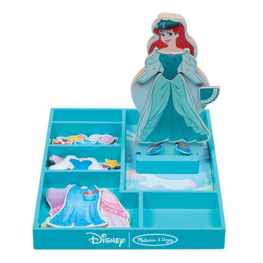 Melissa & Doug Disney Ariel Magnetic Wooden Dress-Up Doll Pretend Play Set (35 Pieces) Magnetic Dolls, Pretend Play & Preschool Toys for Kids Ages 3+