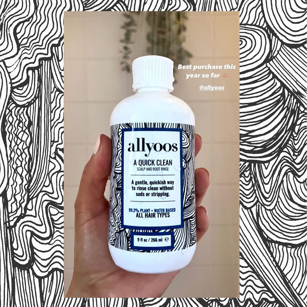 Allyoos A Quick Clean, Hair Rinse, Removes Sweat, Oil & Buildup From Scalp & Hair, No Suds, Dry Shampoo Alternative, Balances Scalp, Sulfate-Free