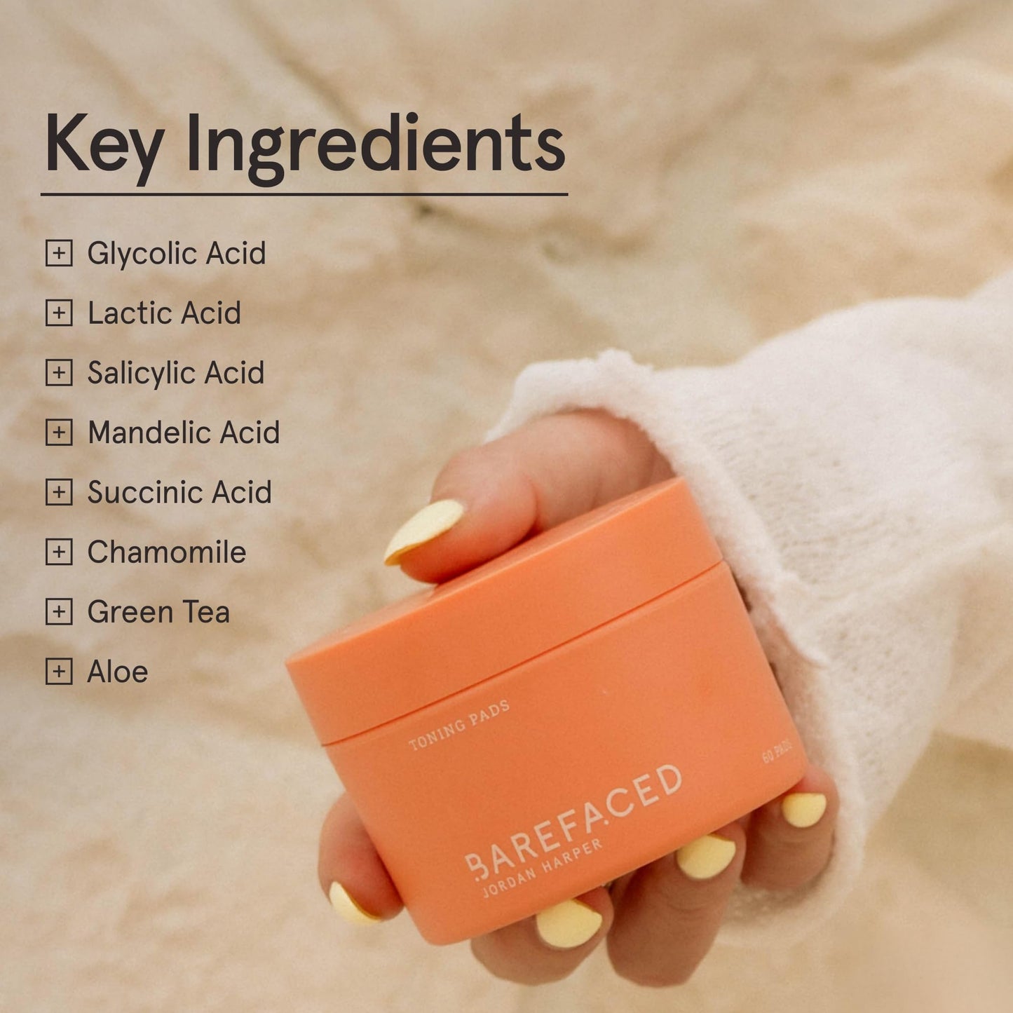 Barefaced Toning Pads 60ct – Exfoliating Face Pads with 2% Glycolic & Salicylic Acid to Brighten, Cleanse, Clear Pores & Reduce Fine Lines