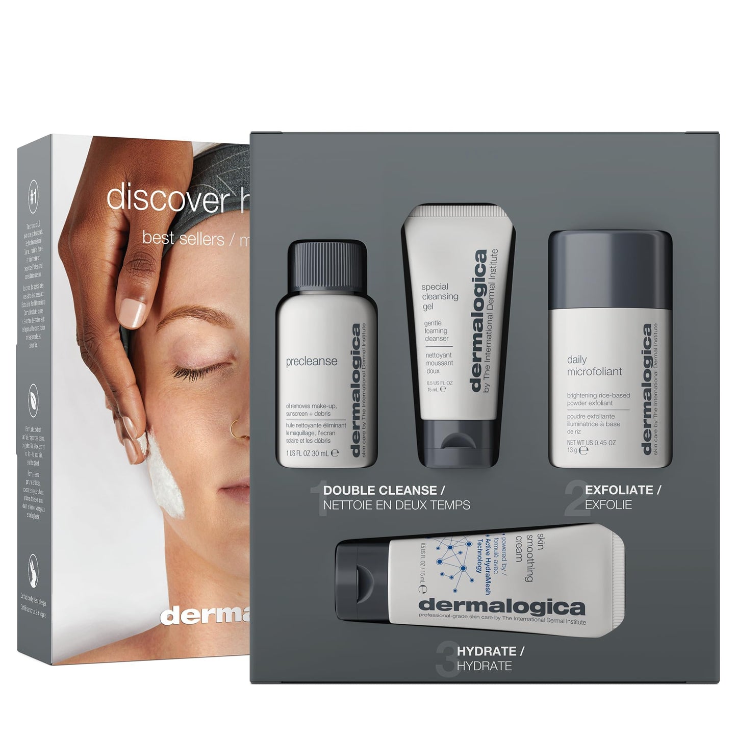 Dermalogica Discover Healthy Skin Kit - Includes: Precleanse, Face Wash, Face Exfoliator, & Moisturizer - Wash Away Impurities To Reveal Glowing Skin